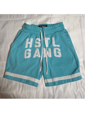 Men's Hustle Gang Athletic Shorts M Blue White